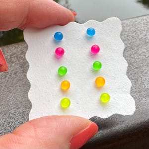 Tiny Plastic Post Stud Earrings: Vibrant Colors, Hypoallergenic Metal-Free Set