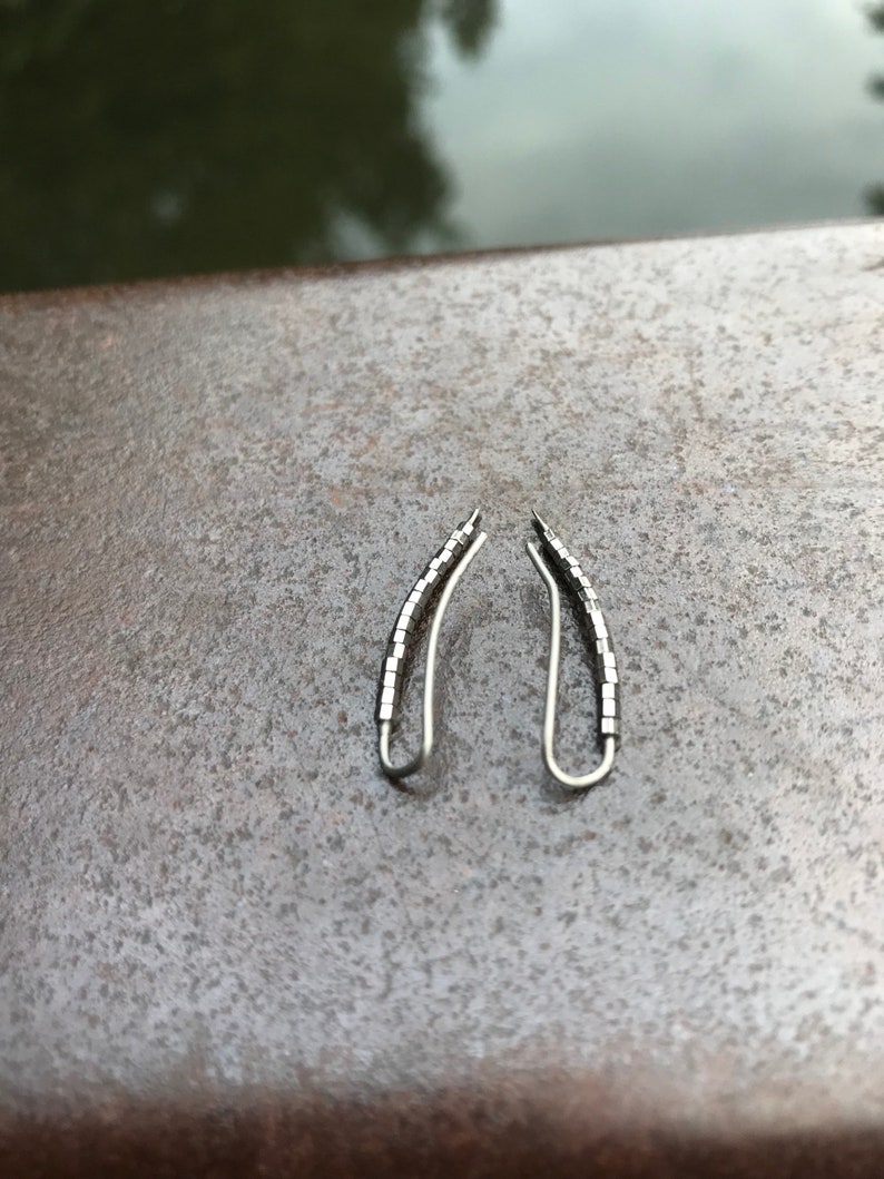 Hypoallergenic Titanium Ear Climber Gift for her Comfortable for Sensitive Ears Quality Modern Jewelry Crawler Earrings Up the Ear Cuff