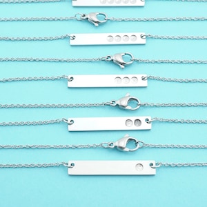 Stainless birthstone bar or Rose Gold Birthstone Bar Necklace Blank -- Stainless bar blank - stainless stamping blank