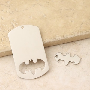 Stainless Steel Bat Dogtag Blank - Superhero Stamping Blank - Bat Blank - Bat Stamping Blank - Superhero Blank