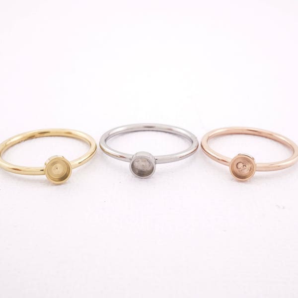Stainless Steel Bezel Cup Ring 4.2mm -- Bezel Ring - Bezel Ring Setting - Stainless Steel Ring Blank - cabochon ring