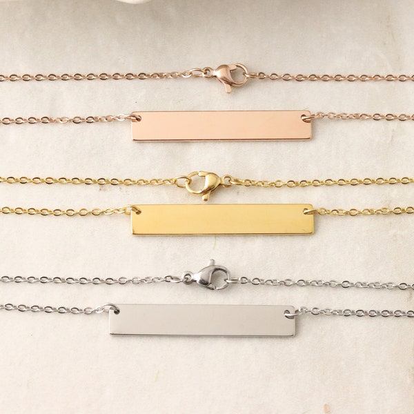 New Size Stainless Steel Bar Necklace - Stainless Steel Stamping Bar - Stainless Steel Bar Blank - Rose Gold Stainless Bar