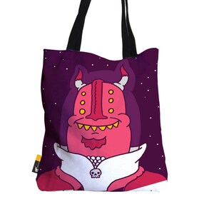 Artist Designed Tote Bag - 18&quot; Inch Purple Beach Bag | Captain Skull by Bigshot Robot | UBU Republic
