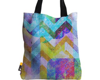 Artist Designed Tote Bag - 18" Inch Hip Multi-Color Abstract Beach Bag | Avant Garde  |  UBU Republic