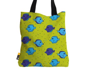 Fish Tank Art Tote Bag – Green Beach Bag by Bigshot Robot