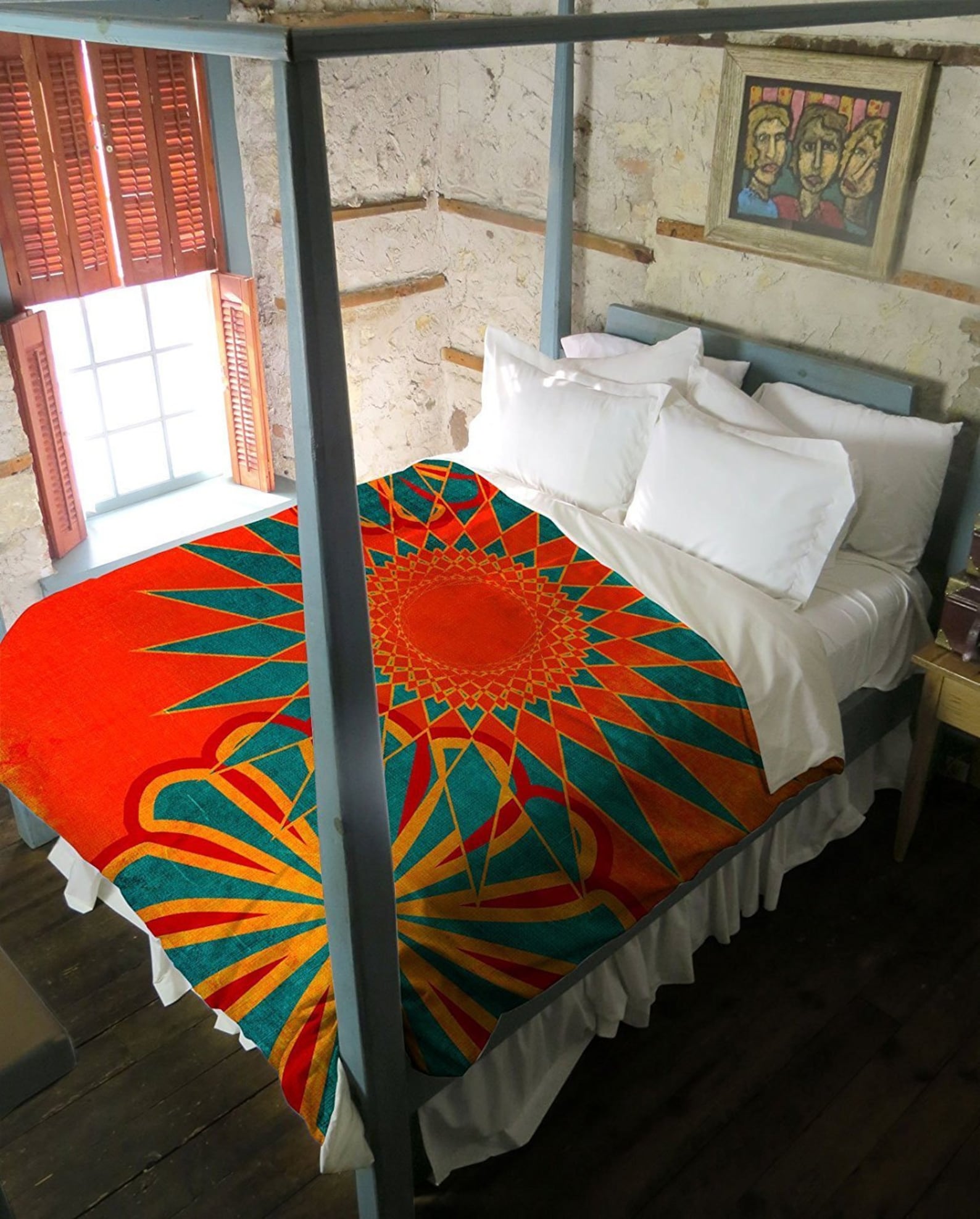 Boho Duvet Cover Handcrafted Orange Moroccan Bohemian Duvet Etsy