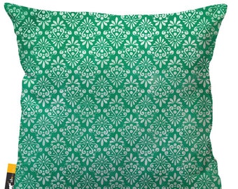 Green Vintage Damask Outdoor Throw Pillow - Set of 2-Outdoor Throw Pillows - USA Handmade | UBU Republic