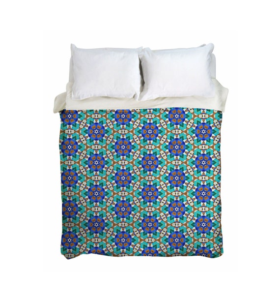 Azalea Boho Duvet Cover Handcrafted Bohemian Blue Duvet Etsy