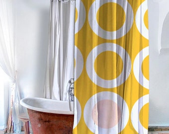 Retro Yellow Shower Curtain - Retro Bathroom Decor | UBU Republic
