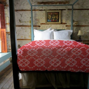 Bohemian Duvet Cover, Handmade - Queen Red Sugar Plum Holiday Season Duvet Cover | UBU Republic