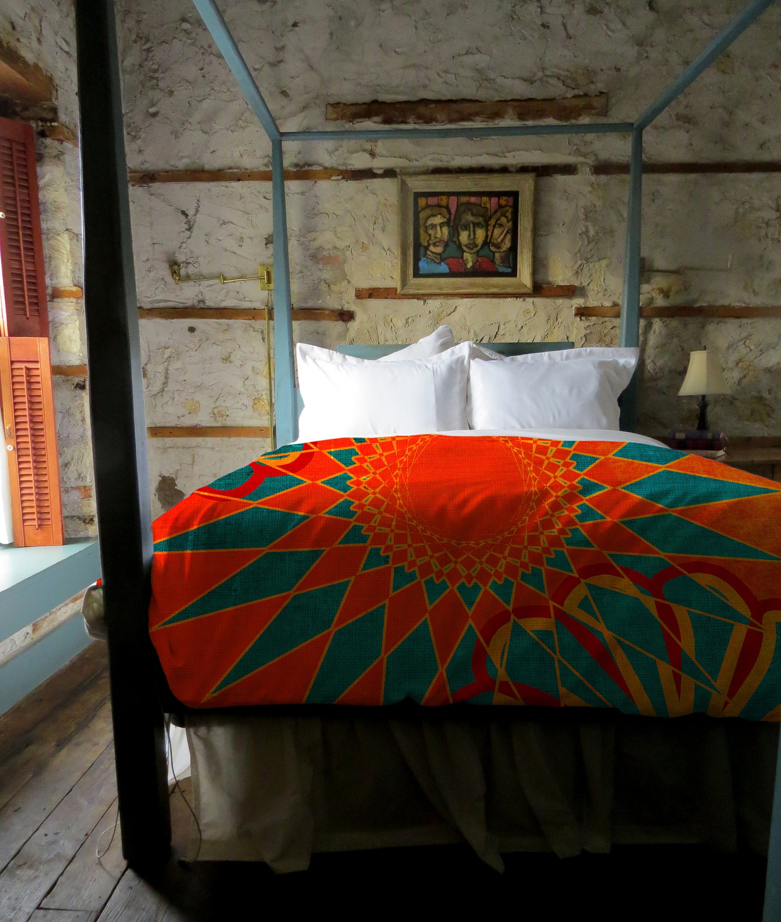 Boho Duvet Cover Handcrafted Orange Moroccan Bohemian Duvet Etsy