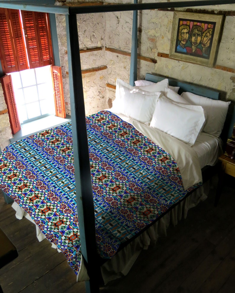 Wondali Boho Duvet Cover Blue Boho Handwoven Queen, King, Twin Duvet