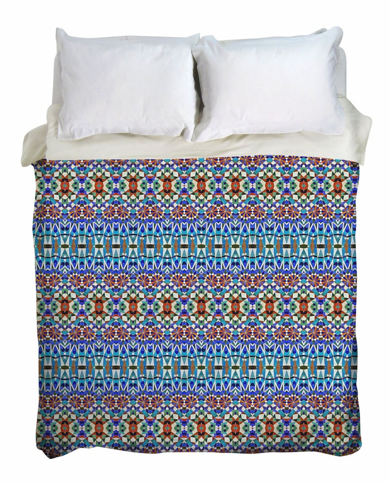 Wondali Boho Duvet Cover Blue Boho Handwoven Queen, King, Twin Duvet