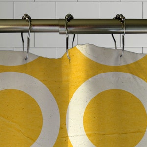 Retro Yellow Shower Curtain Retro Bathroom Decor UBU Republic image 2