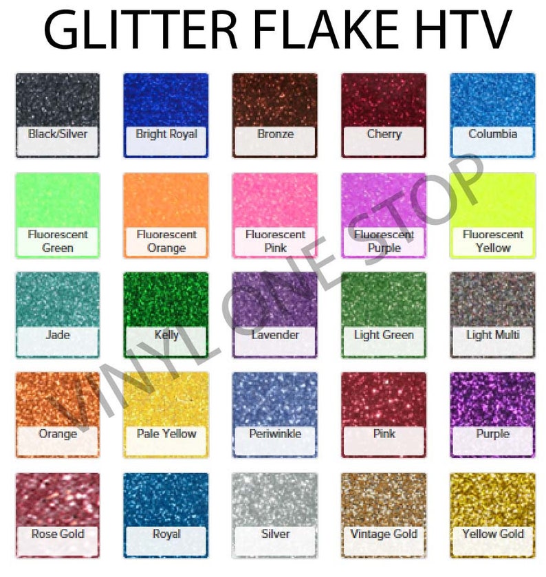 Glitter HTV Heat transfer vinyl sheet, 10x12 or 20x12 inch sheets, glitter flake iron on for shirts, Mix or Match image 2