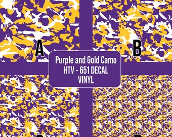 Purple and Gold Camo Camouflage Pattern Heat Transfer Vinyl (HTV) or Oracale 651 Outdoor Vinyl, Pattern HTV, Printed HTV, Camouflage Pattern