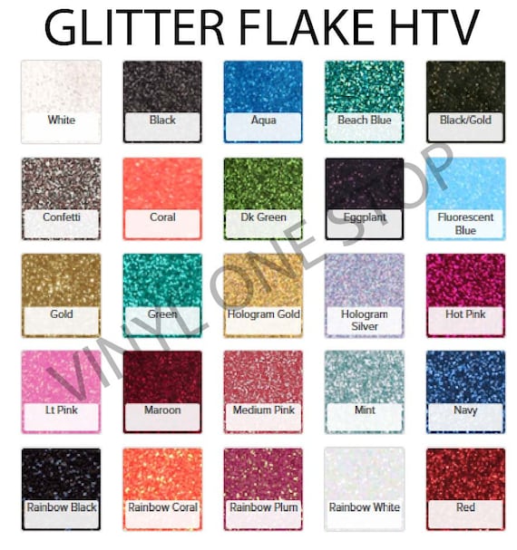 Glitter HTV Heat transfer vinyl sheet, 10x12 or 20x12 inch sheets, glitter flake iron on for shirts, Mix or Match