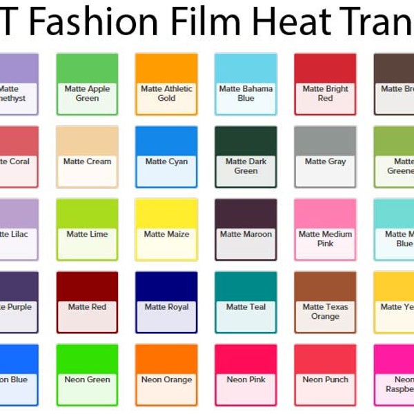 Stahls' Cad-Cut Fashion-Film Heat Transfer Vinyl sheet, 12x15 inch sheets, Matte HTV colors available, Cad Cut, iron on craft vinyl