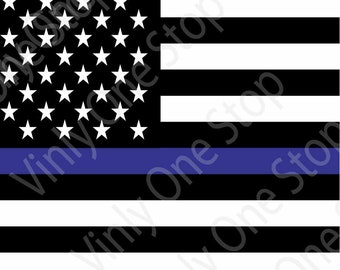 US Black and White Flag with Thin Line, Thin Blue Line,  Heat Transfer Vinyl or Oracale 651 Outdoor Vinyl, Pattern HTV, Printed HTV,