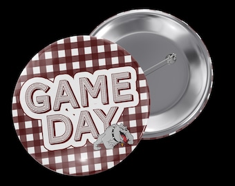 Team Spirit Button Pinback, Game Day, Pinback, Badge, Photo and Text Button Pins, 1", 1.5", 2.25" or 3" Round Pins, Full Color, Custom