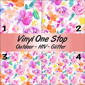 Watercolor Floral 1101 Printed HTV; Pattern Vinyl, Printed 651 Vinyl, Decal Printed Outdoor Vinyl, Printed HTV, Permanent Vinyl,