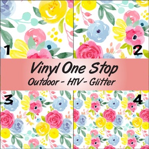 Watercolor Floral 1102 Printed HTV; Pattern Vinyl, Printed 651 Vinyl, Decal Printed Outdoor Vinyl, Printed HTV, Permanent Vinyl,