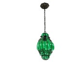 Fine Mid Century Vintage Venetian Murano Green Glass Chandelier Lantern