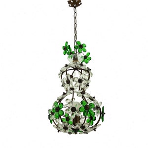 Hollywood Regency Crystal Glass Flower Pendant Chandelier Maison Baguès Banci Style