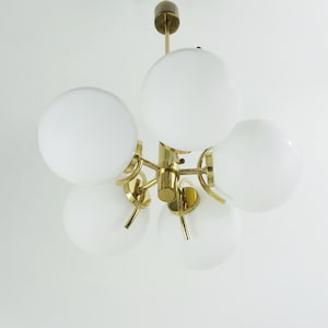 Mid Century Vintage Kronleuchter Anhänger mit Glaskugeln 1960er/70er Jahre