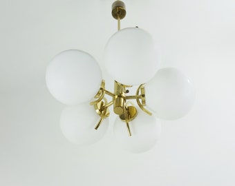 Mid Century Vintage kroonluchter hanger met glazen globes 1960s/70s