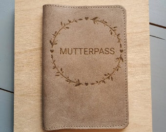 Leather mother's passport cover/flower wreath/mother's passport envelope/gift for expectant mothers/birthday gift/personalized mother's passport