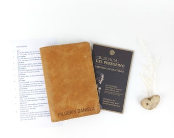 Leather cover for pilgrim ID card / Pilgrim Pass on the Way of St. James / Gift for hikers / Going on the Way of St. James / Way of St. James Germany / Travel notebook