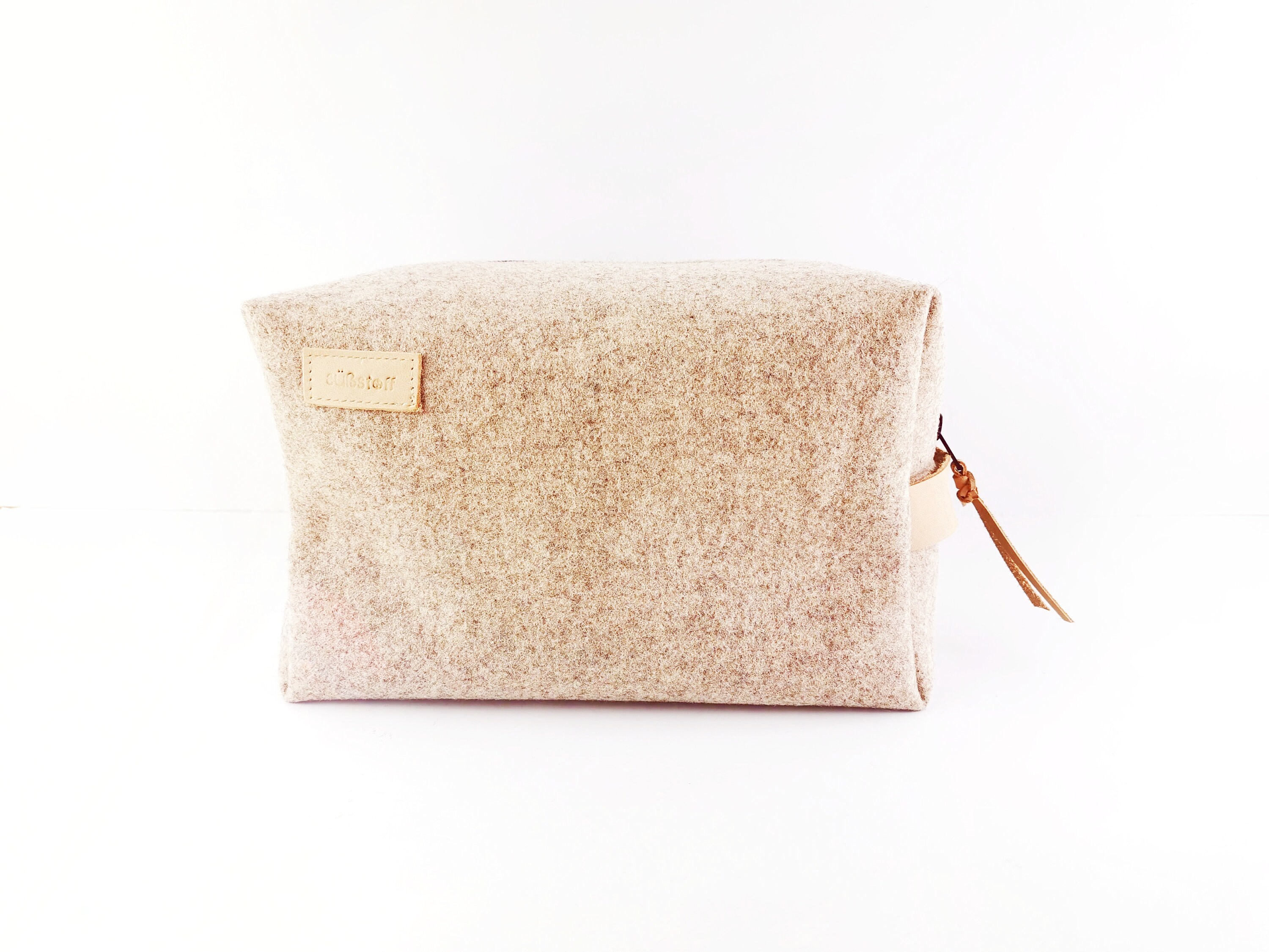 Kulturtasche aus Filz mit feinen Lederdetails | Etsy