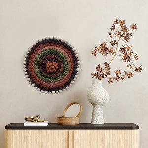 Fall Leaves, Burnt Orange, Wine, and Olive 14&quot; Modern Weaving