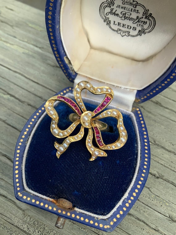 Victorian Ruby and Pearl Conversion Ring - image 2
