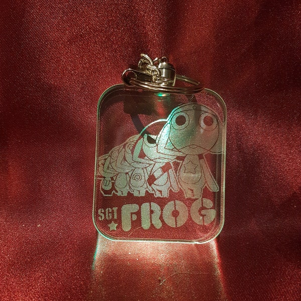 Sargent Frog LED Light Up Keychain- Acrylic Sign\Lamp - Frogs - Alien - Laser Engraved - Color Change - Multi Colored - Key Ring - Keroro