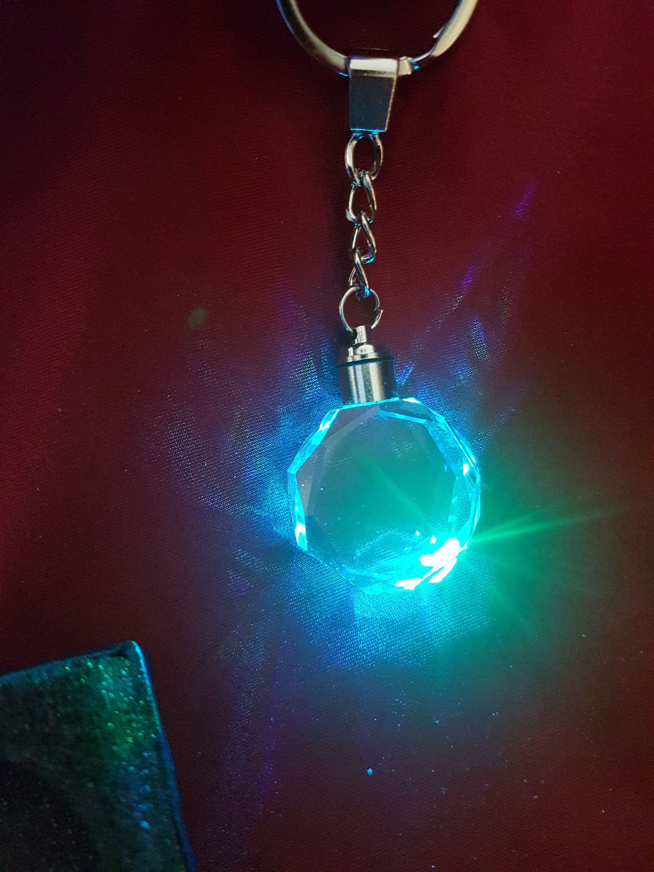 Crystal Light up Keychain Glass Color Change Key Ring Etsy