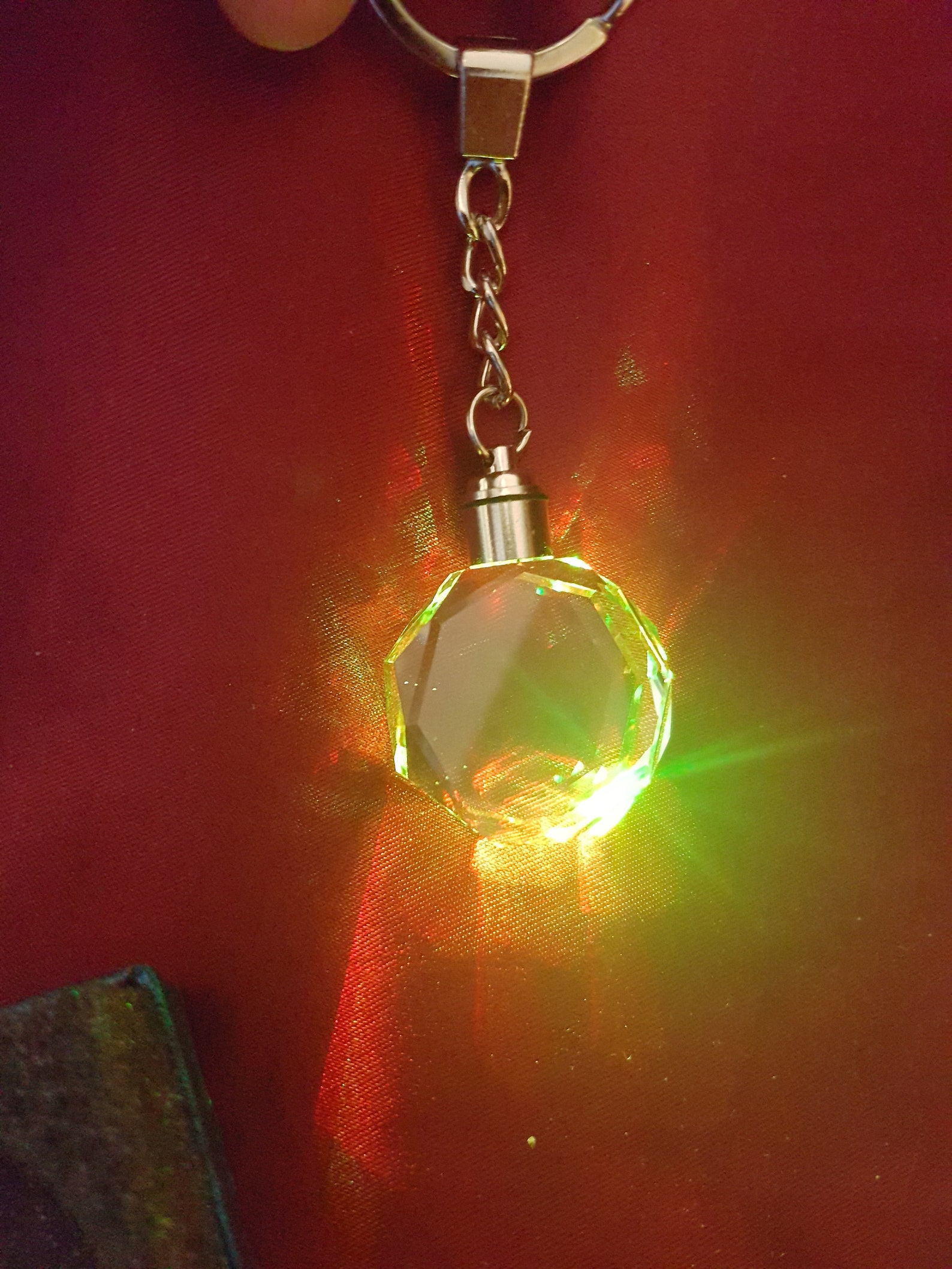 Crystal Light Up Keychain Glass Color Change Key Ring Etsy