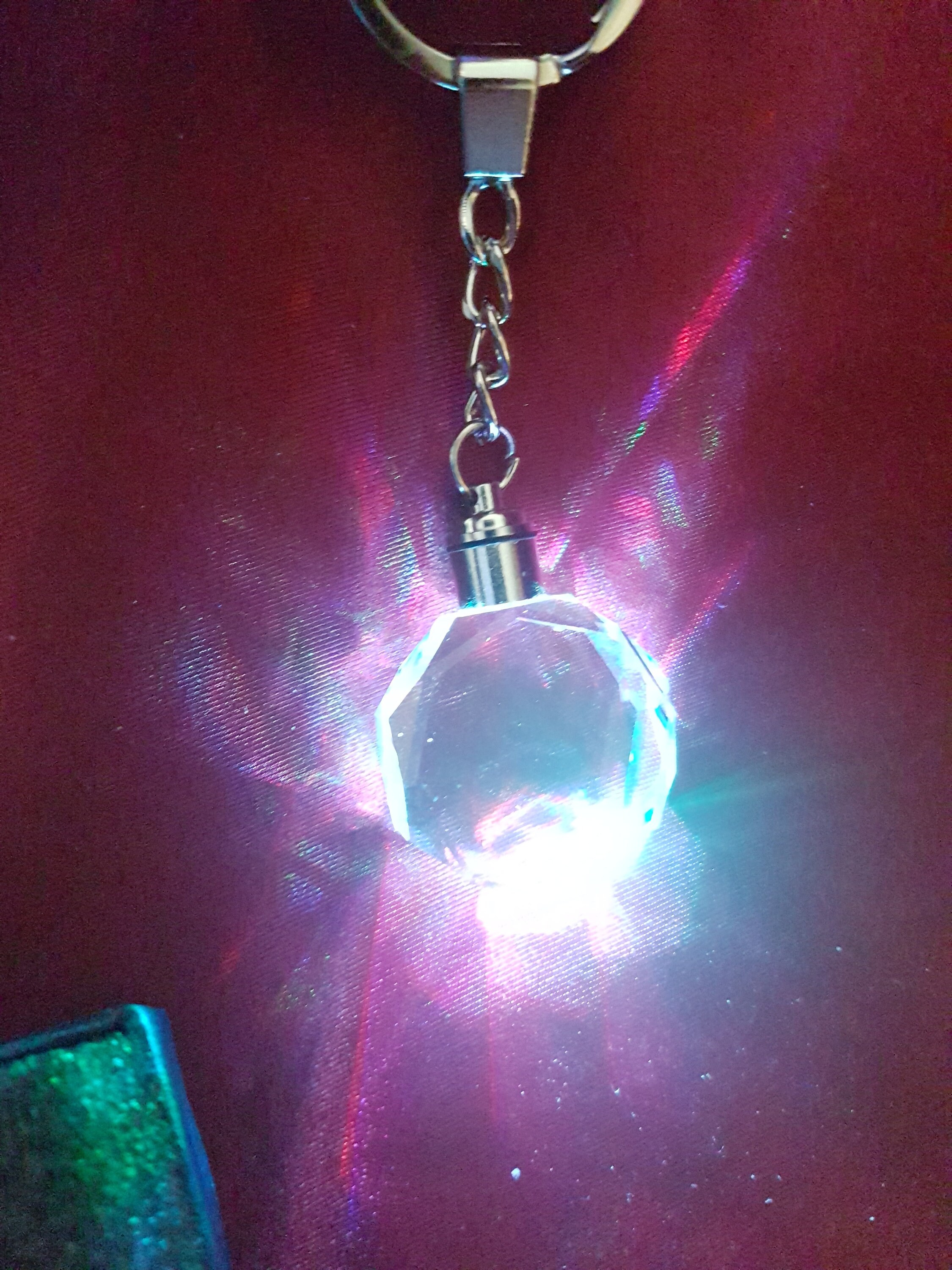 Crystal Light up Keychain Glass Color Change Key Ring Etsy