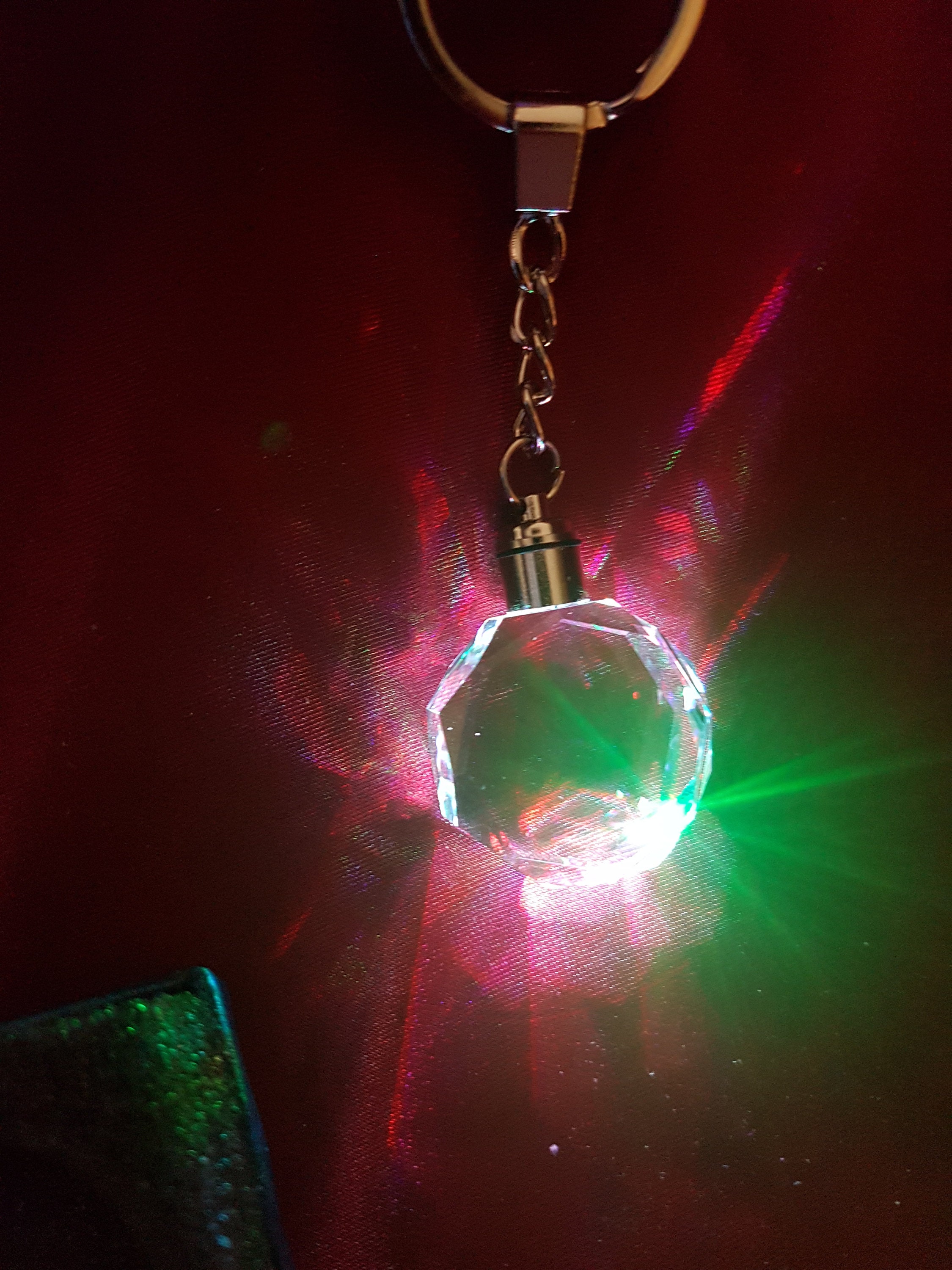 Crystal Light up Keychain Glass Color Change Key Ring Etsy
