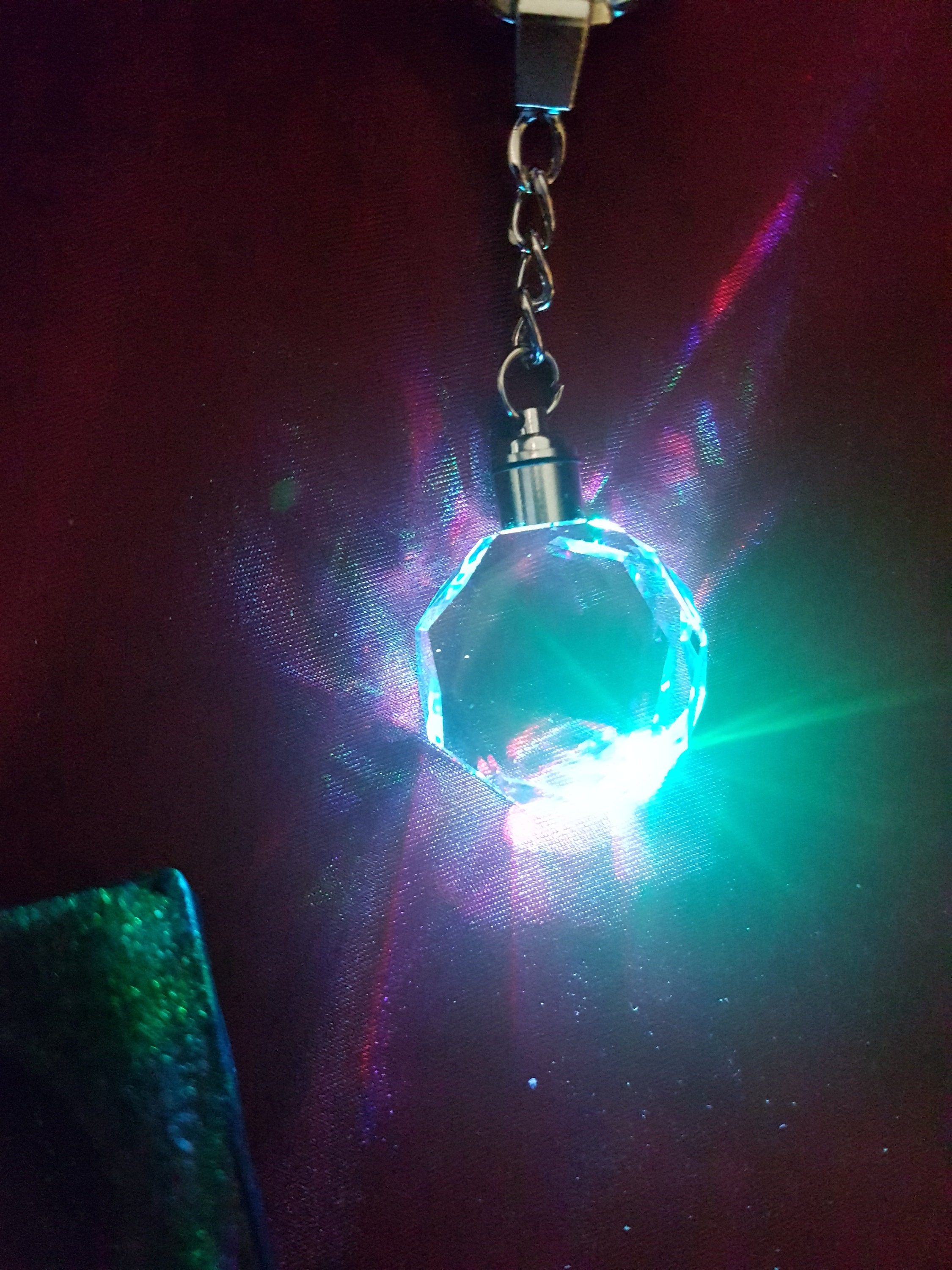 Crystal Light up Keychain Glass Color Change Key Ring Etsy