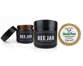 2x Smell Proof Stash Container Jar- Includes 50 ft Organic Hemp Wick Fully Coated with Natural Beeswax, Standard 1.0mm