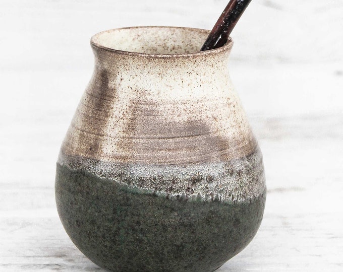 Handmade Pottery Gourd, Cup. Artisan Ceramic Matero to Drink Yerba Mate