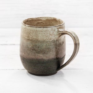 Olive green beige ceramic coffee mug handmade. Hand thrown pottery organic nature tone tea cup. Modern farmhouse, cottagecore drinkware