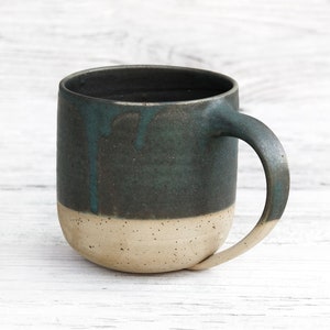 Large handmade pottery ceramic mug. Classis, minimalist, modern farmhouse, hand thrown big coffee, tea mug. Artisan handcrafted drinkware