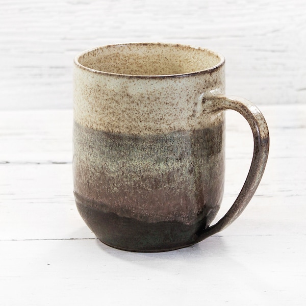 Extra large 25oz/750ml, handmade pottery ceramic mug, forest, earth tone. Modern artisan handcrafted super big cup. Hand thrown beer stein.