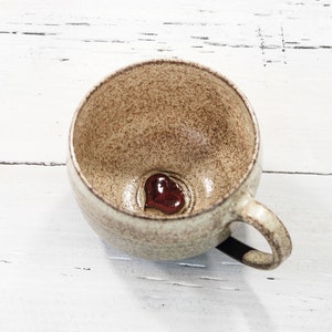 Handmade pottery ceramic cup with heart for big tea or coffee. Modern wheel thrown, made with love, artisan handcrafted