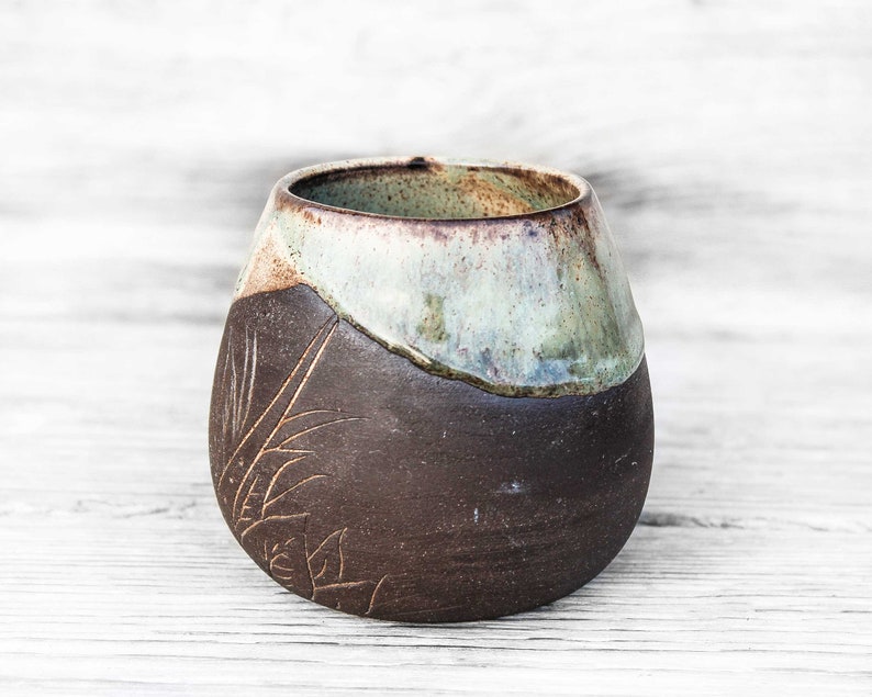 Pottery calabash gourd cup. Handmade artisan ceramic matero to Etsy
