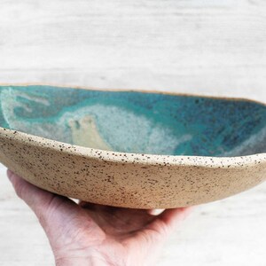 Large 12/32cm rustic decorative ceramic bowl handmade. Extra big serving, salad, snack bowl Farmhouse, cottagecore pottery centerpiece image 8