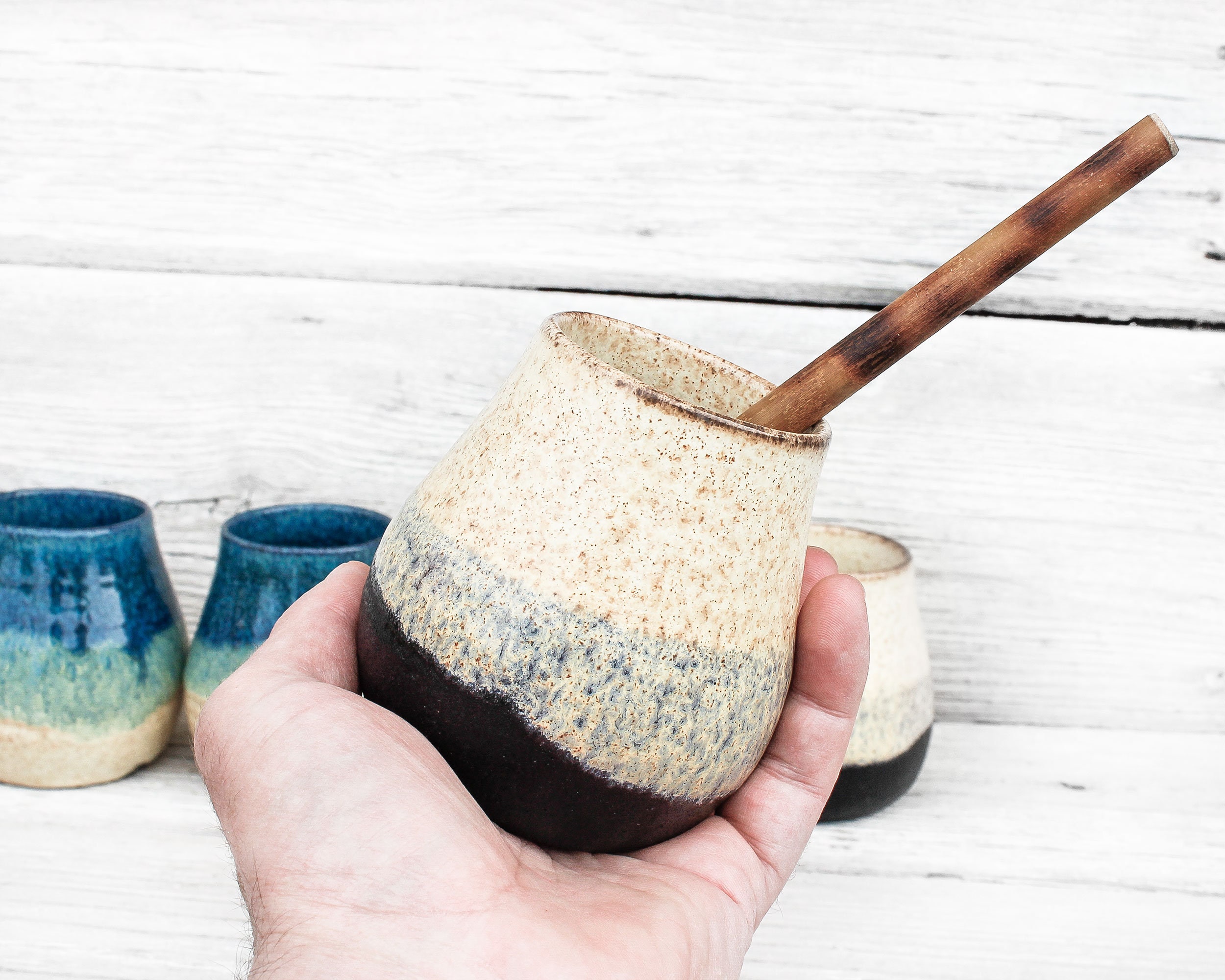 Handmade pottery mate calabash gourd Wheel thrown artisan Etsy